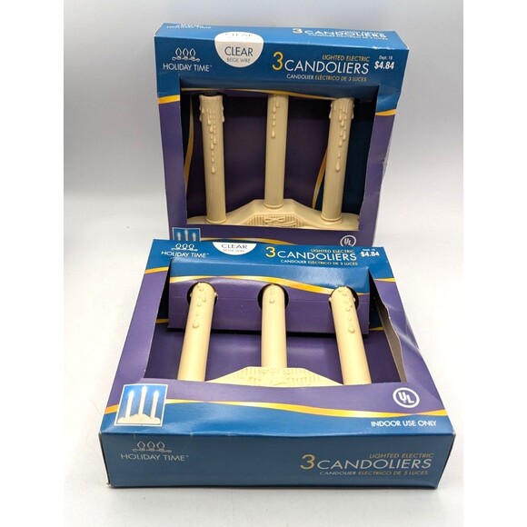 3 Light Electric Candolier Indoor Christmas Candle Lamp Ivory Plastic with Bulbs - Picture 2 of 8